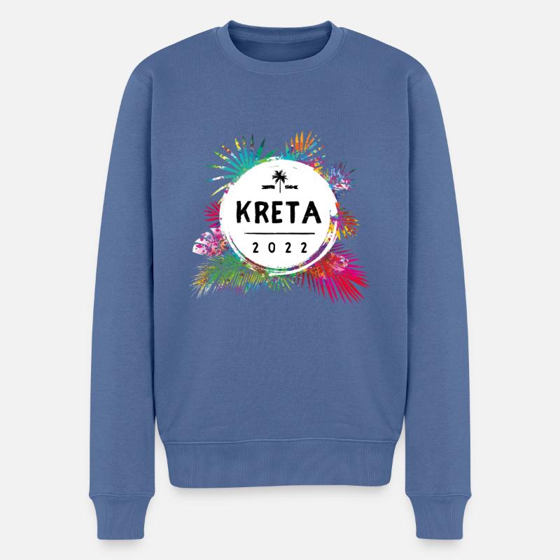 Kreta 2022 Bunt - Männer Premium Bio Pullover - Taubenblau