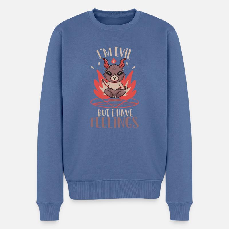 I'm Evil but i have Feelings Goat Baphomet Satanic - Männer Premium Bio Pullover - Taubenblau