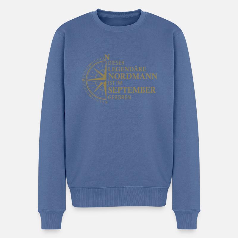 Norden Norddeutsch September Geburtstag Sprüche - Männer Premium Bio Pullover - Taubenblau