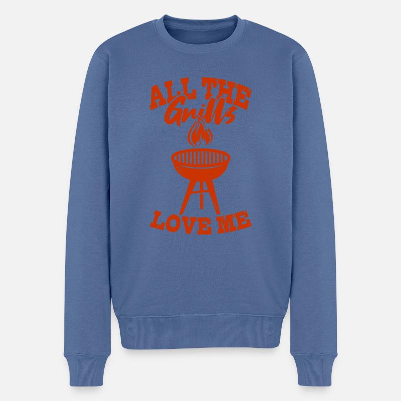 BBQ Grill KOHLE GRILLER - Männer Premium Bio Pullover - Taubenblau