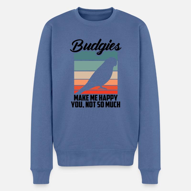 Wellensittiche Machen Mich Glücklich - Männer Premium Bio Pullover - Taubenblau