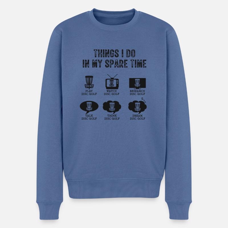 Lustiger Frisbee-freizeit-disc-golf-weinlese - Männer Premium Bio Pullover - Taubenblau
