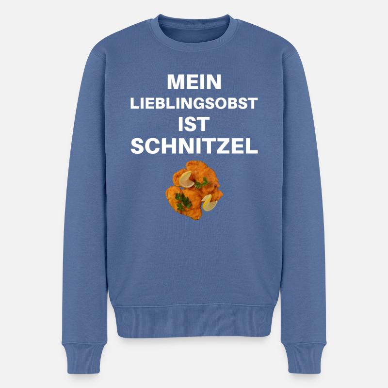 Mein Lieblingsobst ist der Schnitzel - Männer Premium Bio Pullover - Taubenblau