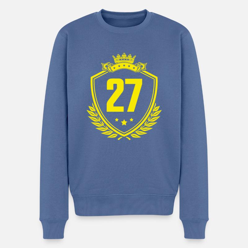 27 Zahl Wappen - Männer Premium Bio Pullover - Taubenblau