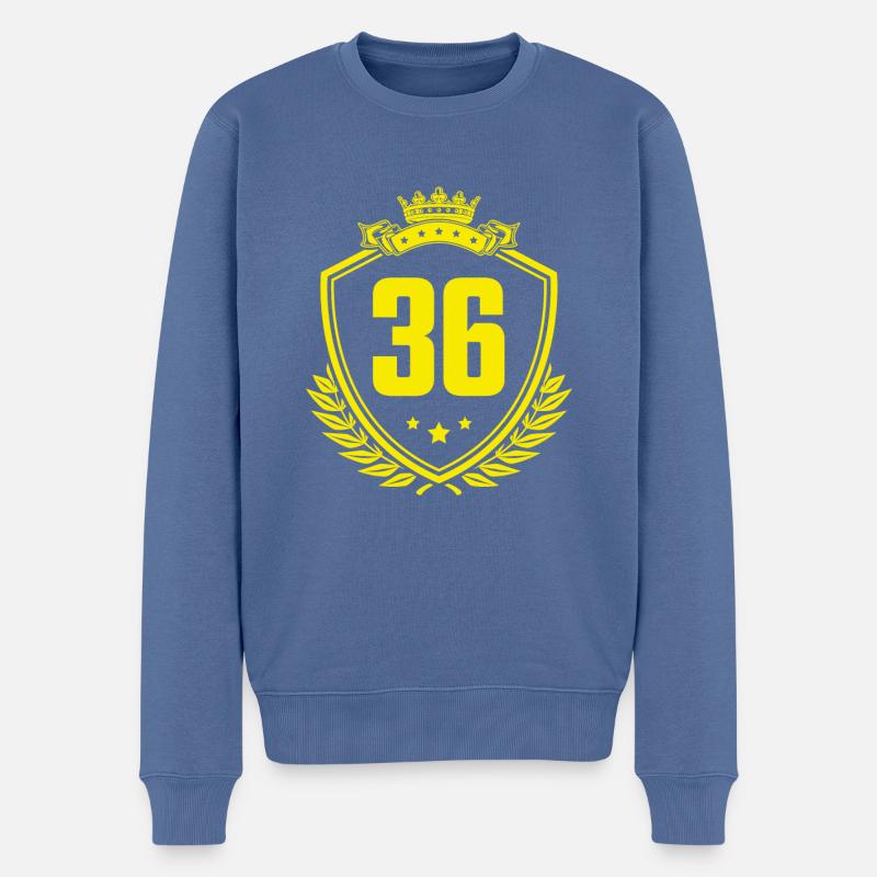 36 Zahl Wappen - Männer Premium Bio Pullover - Taubenblau