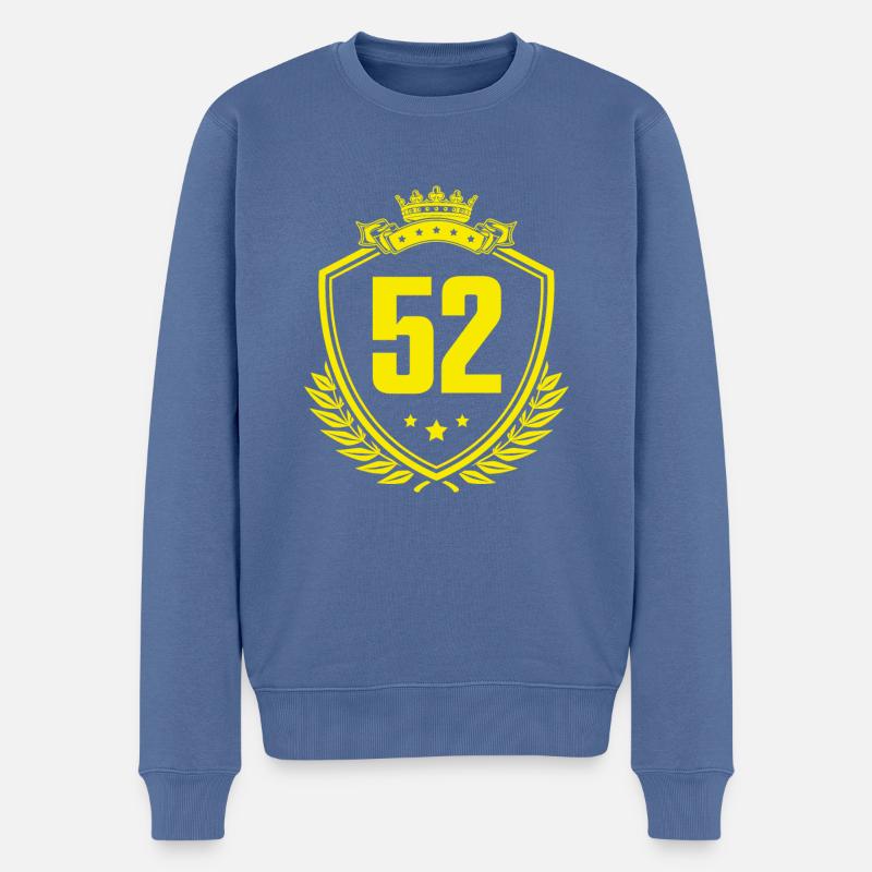 52 Zahl Wappen - Männer Premium Bio Pullover - Taubenblau
