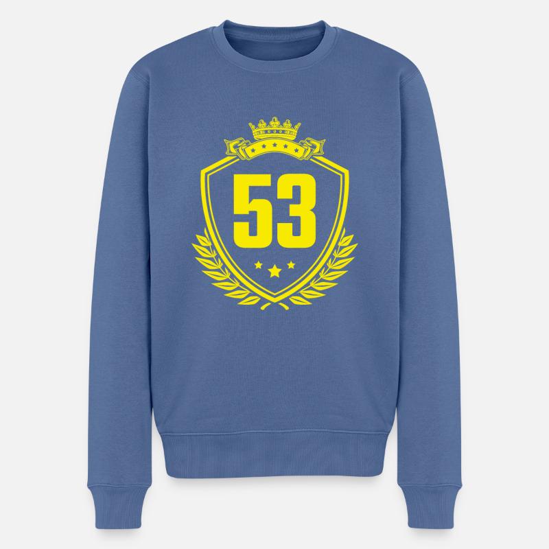 53 Zahl Wappen - Männer Premium Bio Pullover - Taubenblau