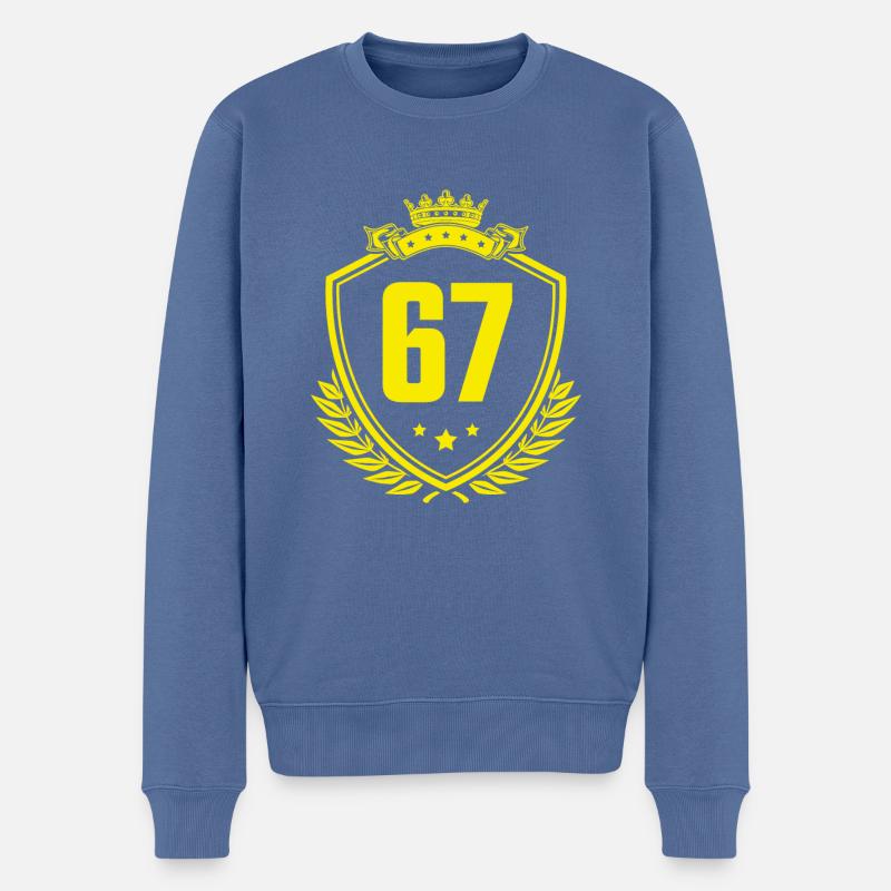 67 Zahl Wappen - Männer Premium Bio Pullover - Taubenblau