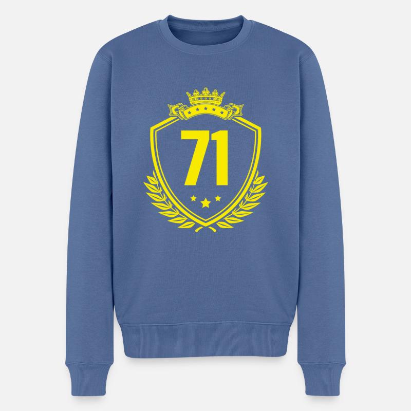71 Zahl Wappen - Männer Premium Bio Pullover - Taubenblau