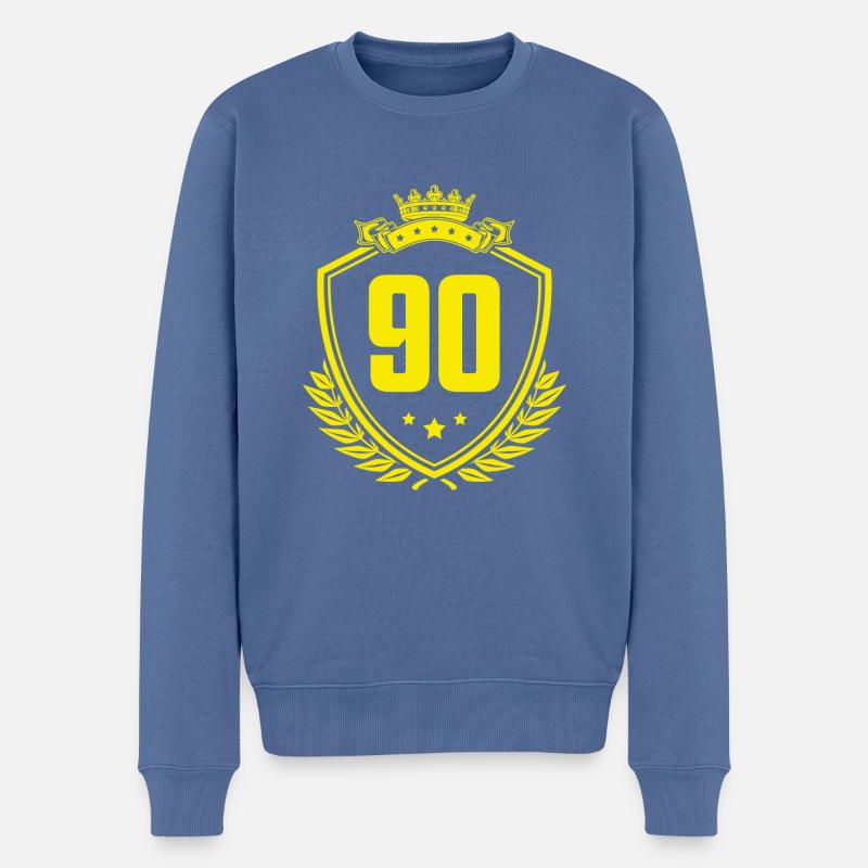 90 Zahl Wappen - Männer Premium Bio Pullover - Taubenblau