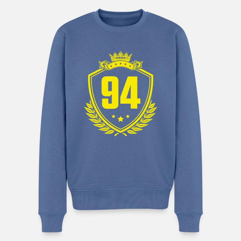94 Zahl Wappen - Männer Premium Bio Pullover - Taubenblau