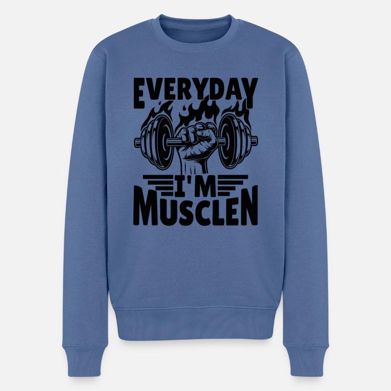 Everyday I'm musclen - Männer Premium Bio Pullover - Taubenblau