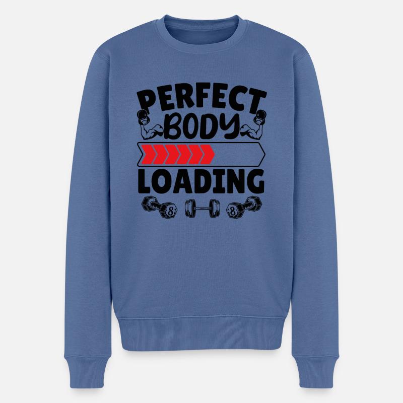 Perfect Body Loading - Männer Premium Bio Pullover - Taubenblau