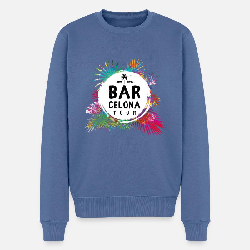 Barcelona Tour Coloré - Pull Premium bio Homme - bleu pigeon