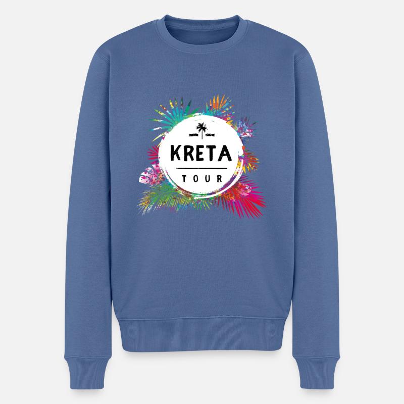 Kreta Tour Bunt - Männer Premium Bio Pullover - Taubenblau