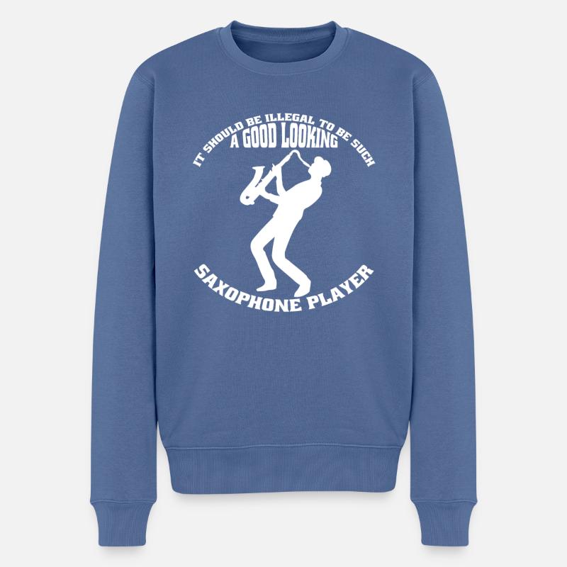 Saxophon Saxophonist Instrument Saxofon Musik - Männer Premium Bio Pullover - Taubenblau