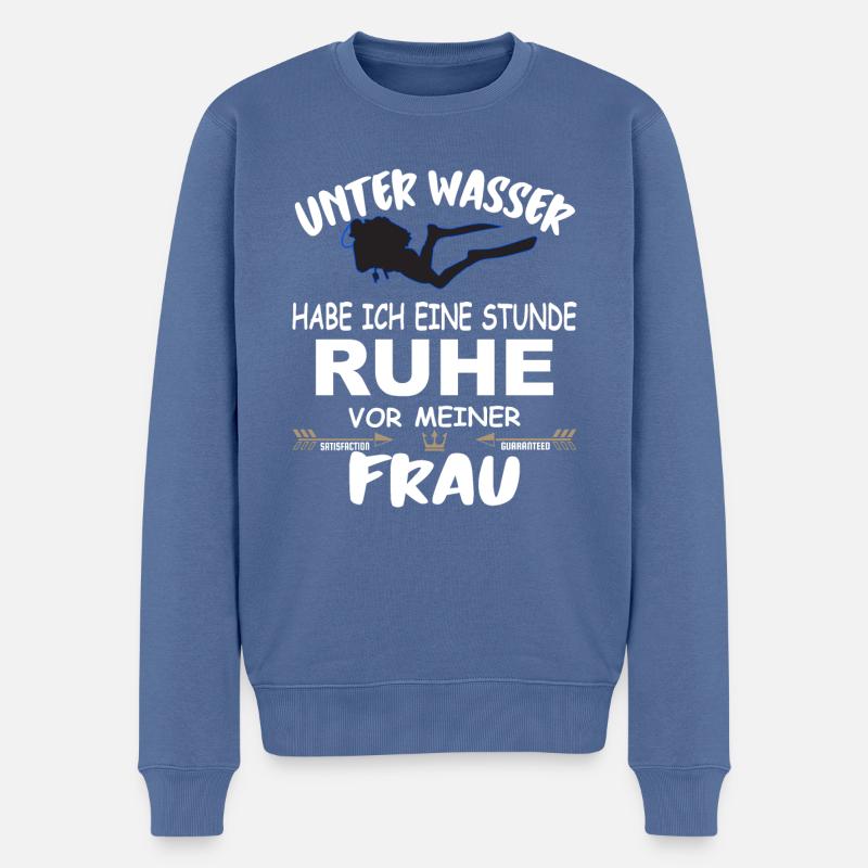 Tauchen Taucher Ruhe vor der Frau unter Wasser - Männer Premium Bio Pullover - Taubenblau