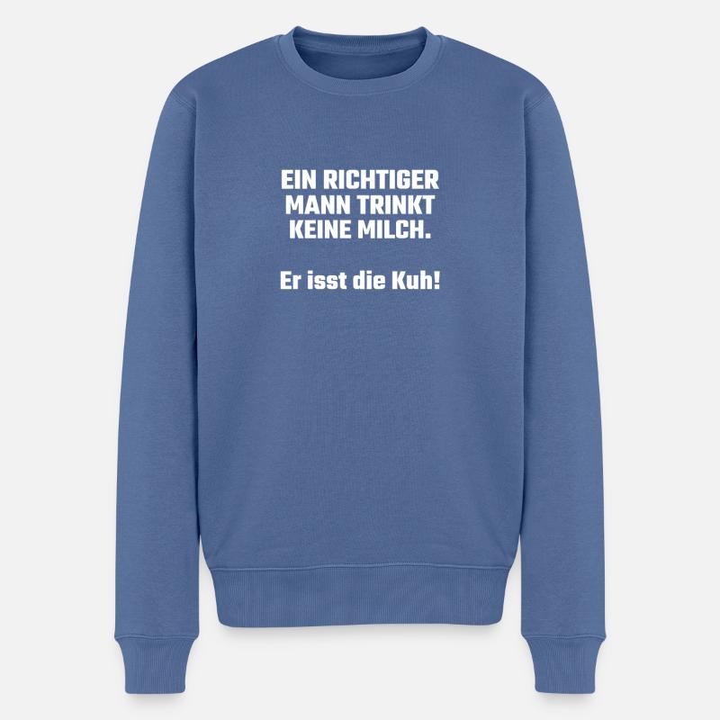 BBQ Grill Ein Richtiger Mann Trinkt Keine Milch - Männer Premium Bio Pullover - Taubenblau