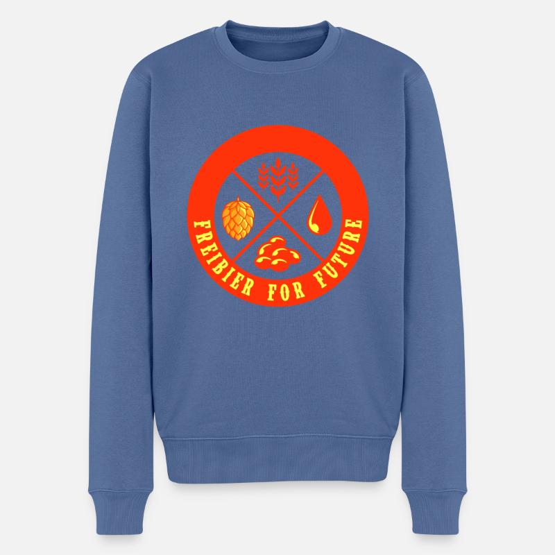 Biertrinker Freibier For Future - Männer Premium Bio Pullover - Taubenblau