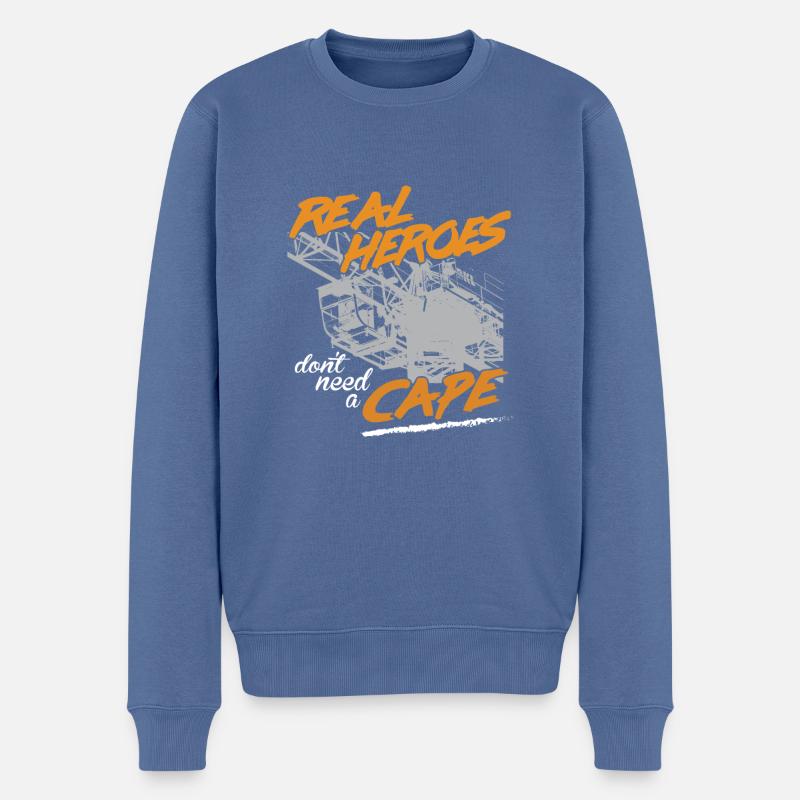 Kranführer Sprüche Kran echte Helden - Männer Premium Bio Pullover - Taubenblau
