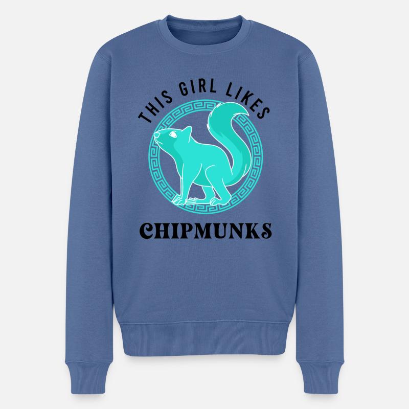Mädchen mag Chipmunks Niedliches Waldtier - Männer Premium Bio Pullover - Taubenblau