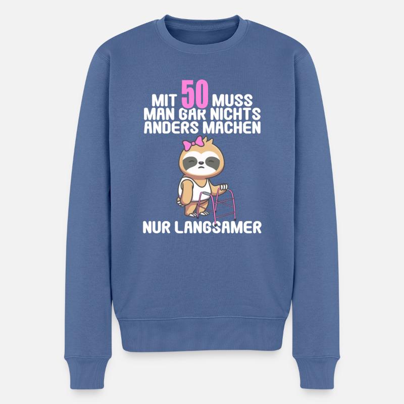Mit 50 nichts anders nur langsamer 50 Geburtstag - Männer Premium Bio Pullover - Taubenblau