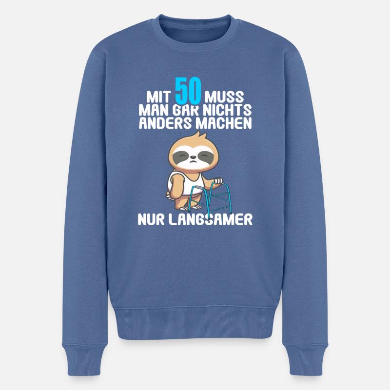 Mit 50 nichts anders nur langsamer 50 Geburtstag - Männer Premium Bio Pullover - Taubenblau