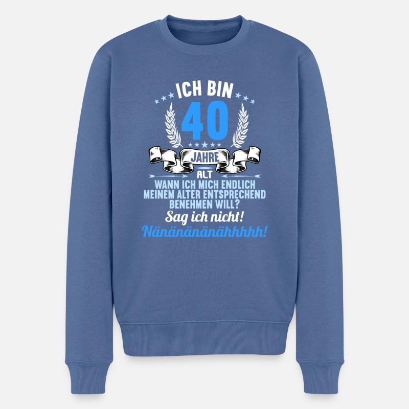 Ich bin 40 Jahre alt 40 Geburtstag - Männer Premium Bio Pullover - Taubenblau