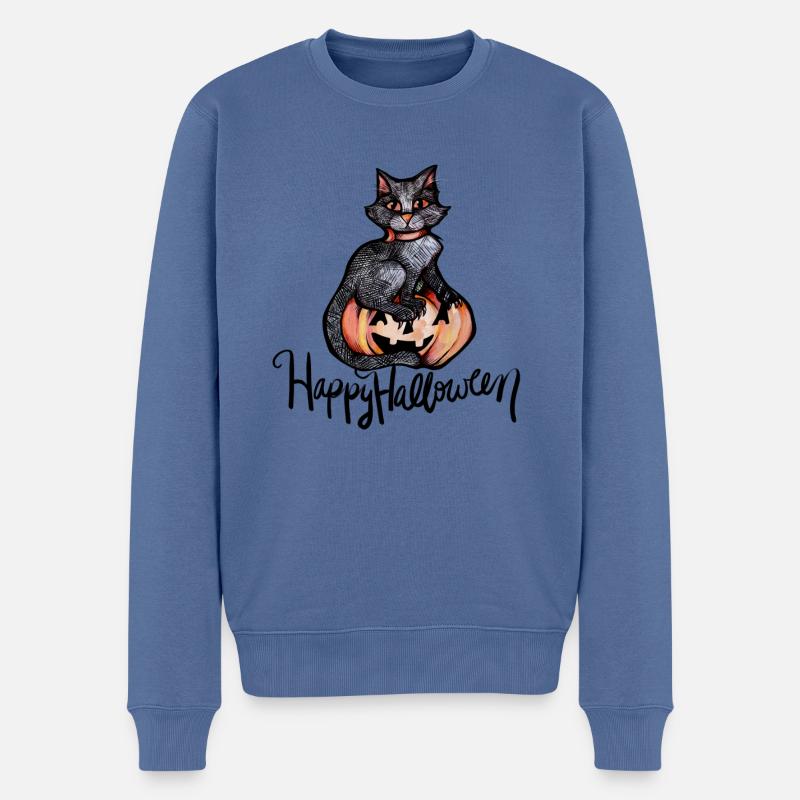 Fröhliches Halloween - Männer Premium Bio Pullover - Taubenblau