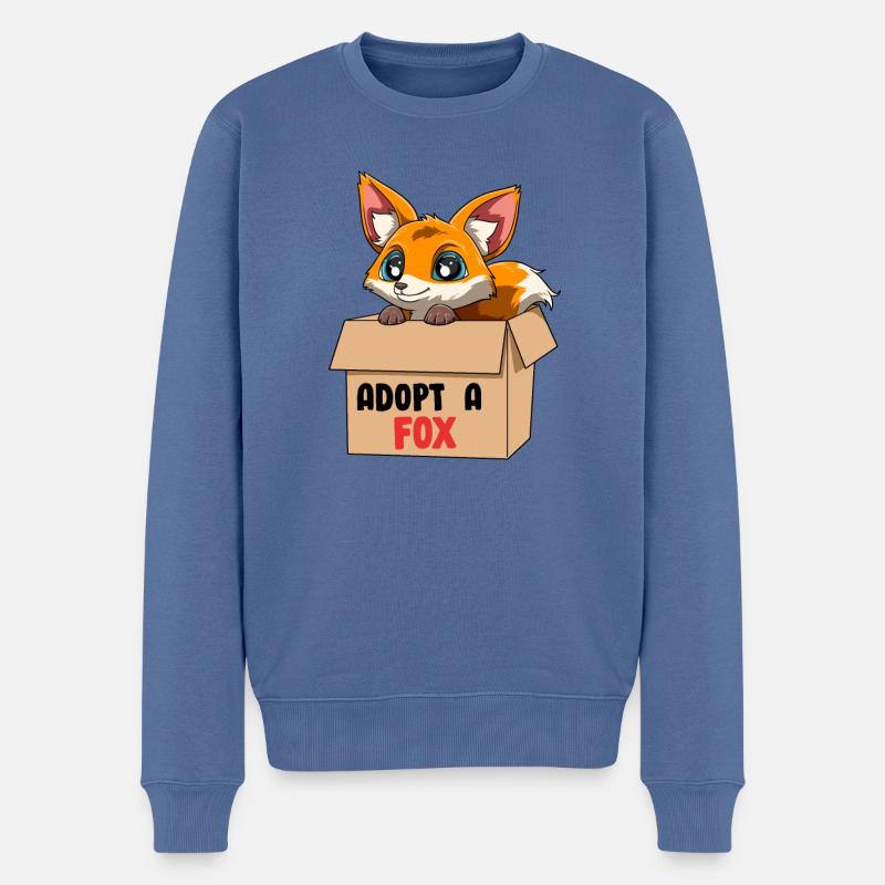 Adoptiere einen Fuchs - Manga Kawaii Niedliches - Männer Premium Bio Pullover - Taubenblau
