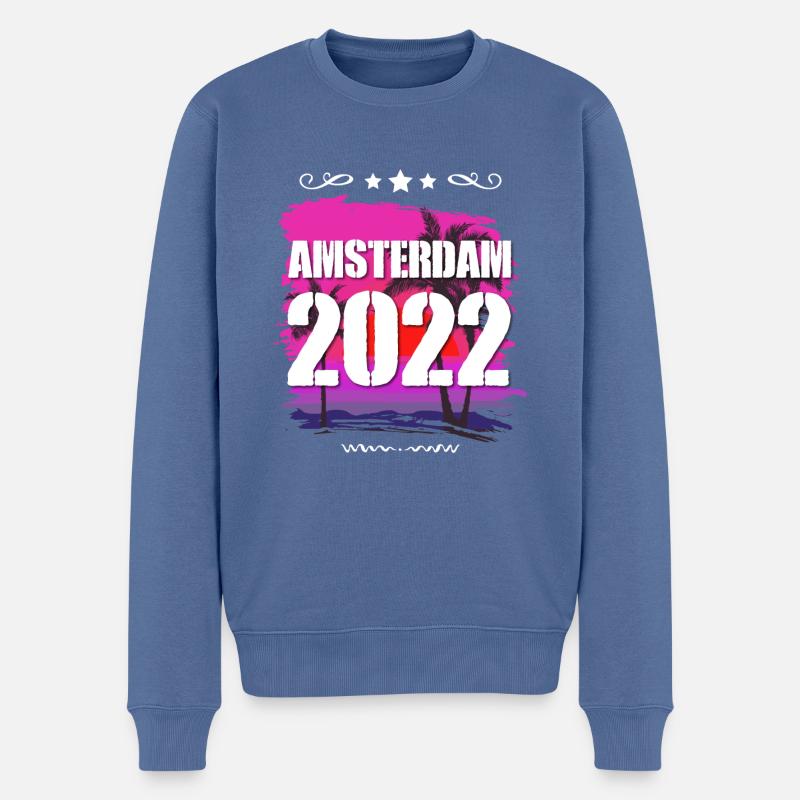 Amsterdam 2022 - Männer Premium Bio Pullover - Taubenblau