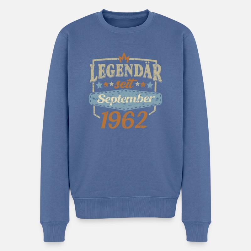 Legendär seit September 1962 Sprüche - Männer Premium Bio Pullover - Taubenblau