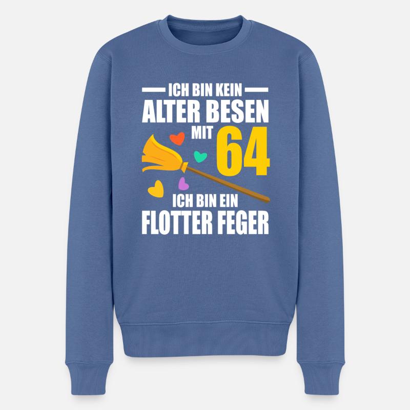 Alter Besen Junger Feger 64 Jahre 64. Geburtstag - Männer Premium Bio Pullover - Taubenblau