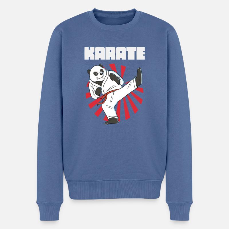 Karate Panda - Karate Japanische Sonne - Männer Premium Bio Pullover - Taubenblau