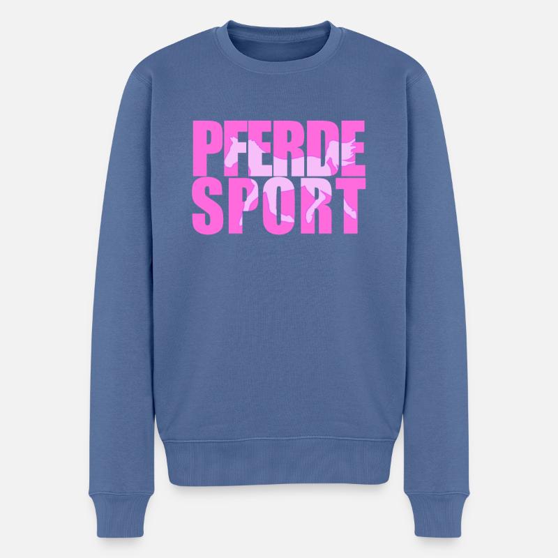 Pferde Sport - Männer Premium Bio Pullover - Taubenblau