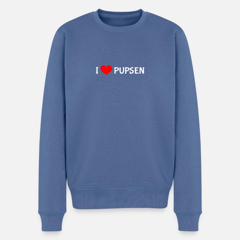 Geburt I Love Pupsen - Männer Premium Bio Pullover - Taubenblau