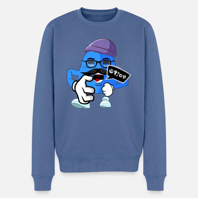 Monstre comique mignon en colère - Pull Premium bio Homme - bleu pigeon