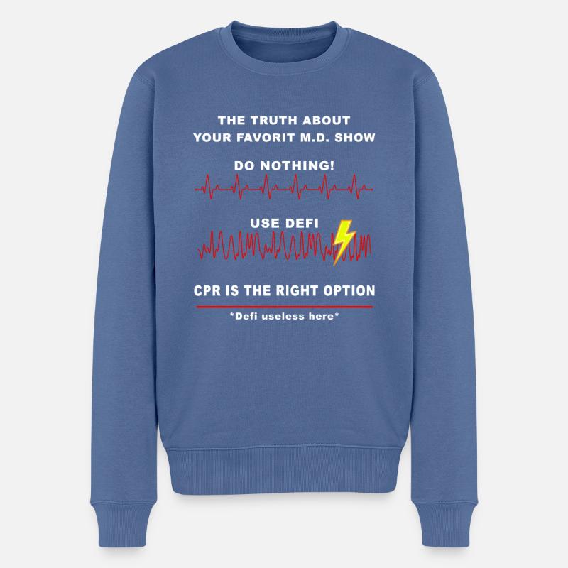 La vérité sur la défibrillation - Pull Premium bio Homme - bleu pigeon