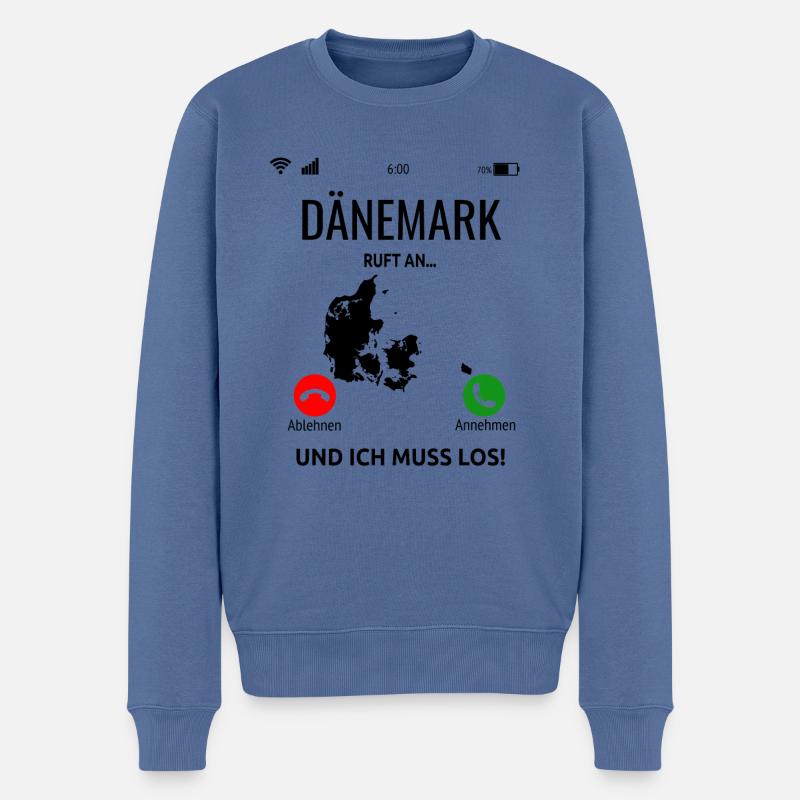Dänemark Nordsee Ostsee Urlaub Idee - Männer Premium Bio Pullover - Taubenblau