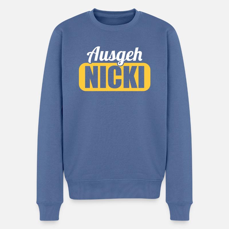 DDR Ostdeutschland Osten Ossi Ausgeh Nicki - Männer Premium Bio Pullover - Taubenblau