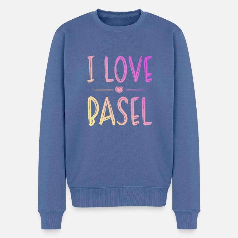 I Love Basel - Männer Premium Bio Pullover - Taubenblau