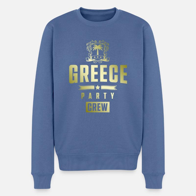 Greece Party Crew - Männer Premium Bio Pullover - Taubenblau