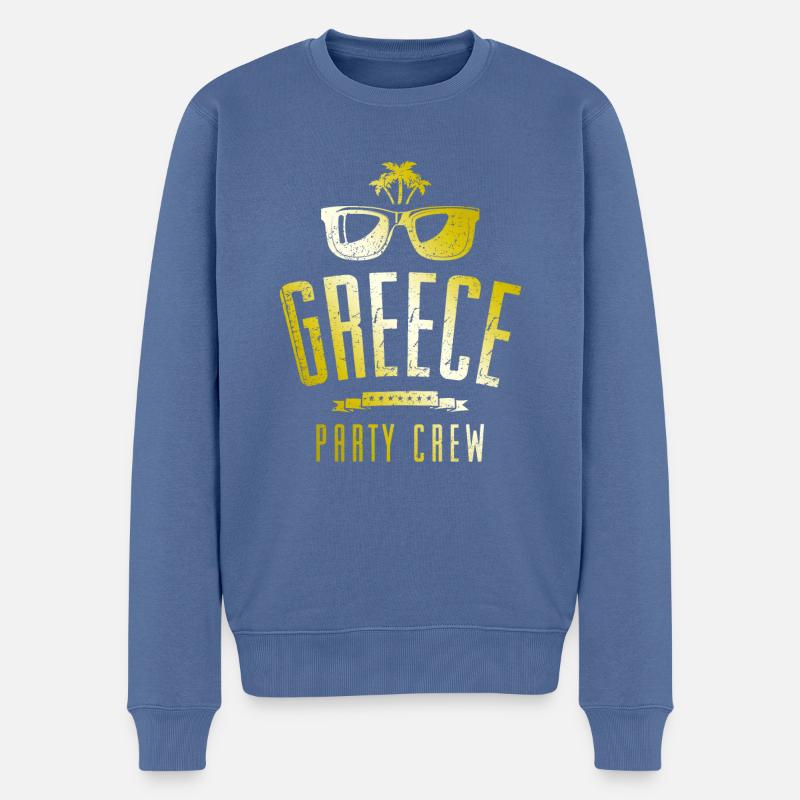 Greece Party Crew - Männer Premium Bio Pullover - Taubenblau