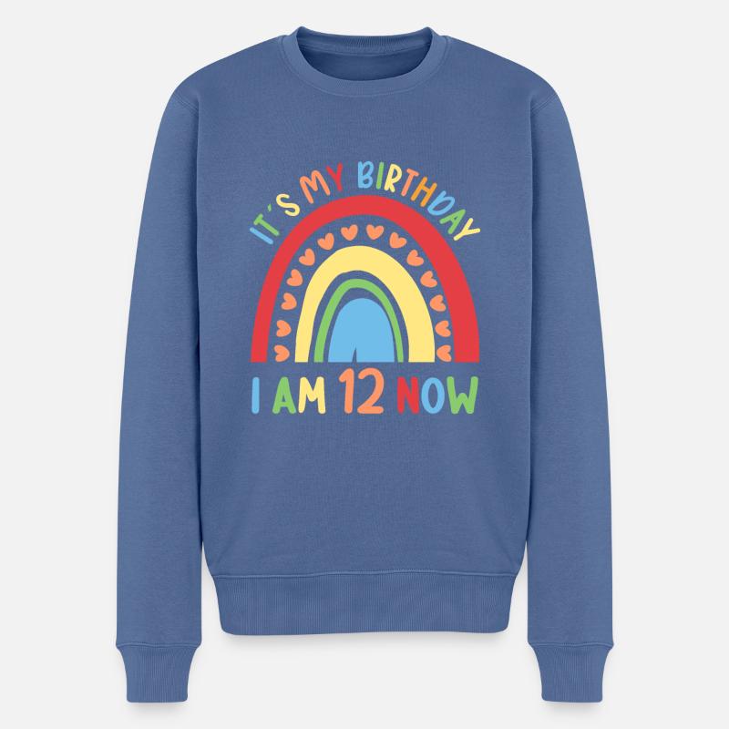 12 Jahre alt Rainbow Regenbogen 12. Geburtstag - Männer Premium Bio Pullover - Taubenblau
