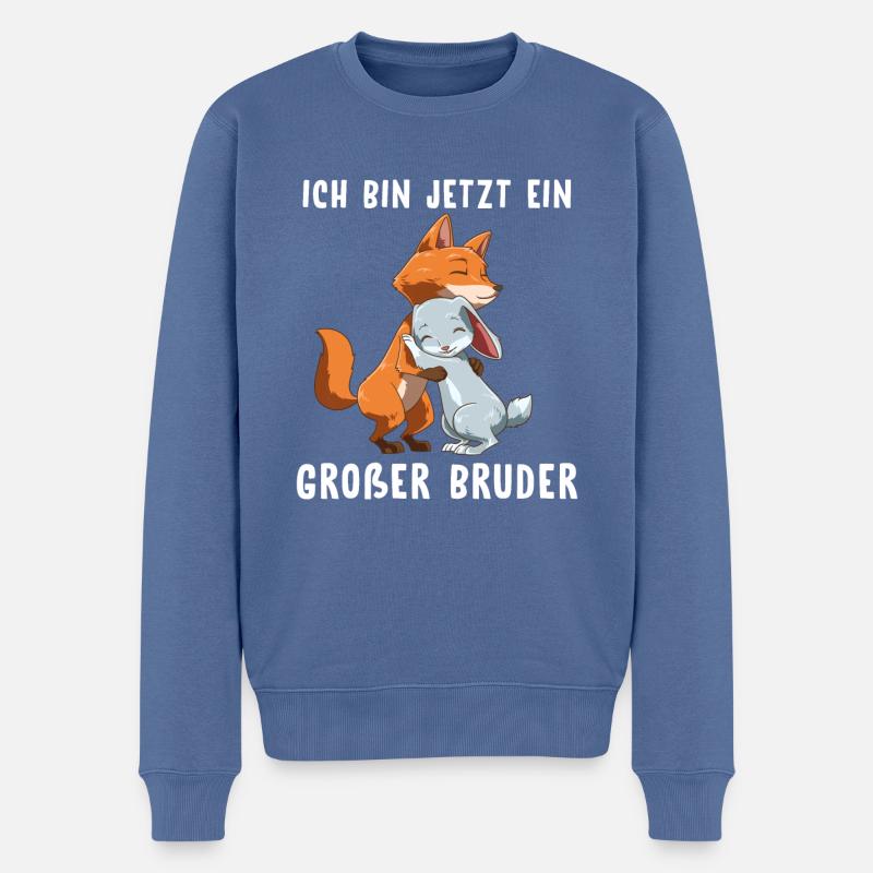 Großer Bruder Kleine Schwester - Fuchs und Hase - Männer Premium Bio Pullover - Taubenblau