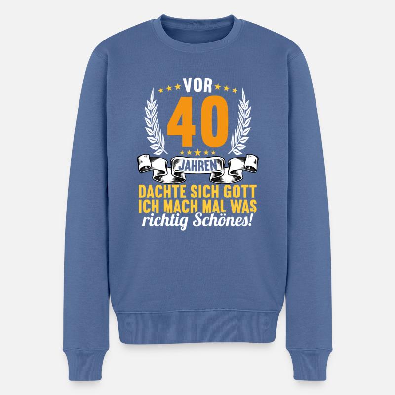 Vor 40 Jahren dachte Gott Schönes 40 Geburtstag - Männer Premium Bio Pullover - Taubenblau