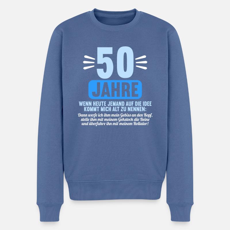 50 Jahre idee mich alt zu nennen 50 Geburtstag - Männer Premium Bio Pullover - Taubenblau