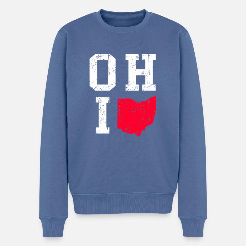 ohio karte vintage - Männer Premium Bio Pullover - Taubenblau