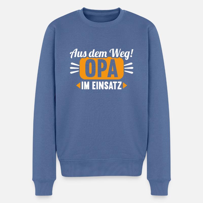 Aus dem Weg. Opa im Einsatz. - Männer Premium Bio Pullover - Taubenblau