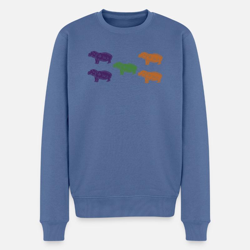 Flusspferde - Männer Premium Bio Pullover - Taubenblau